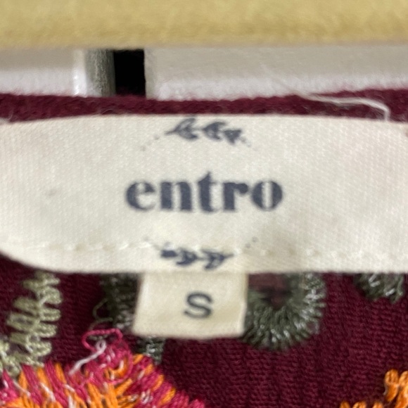 Entro Burgundy Floral Embroidered Blouse - Picture 2 of 5